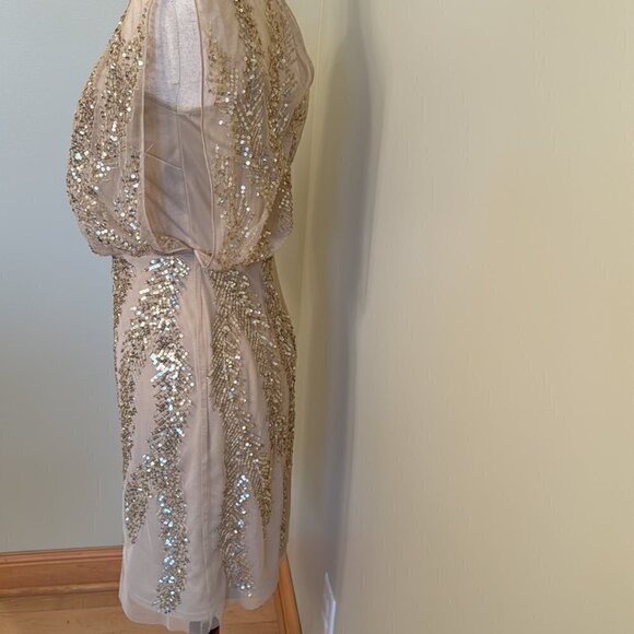 Aidan Mattox Sequined Gold and Champagne Dress Size 4 - Picture 7 of 11
